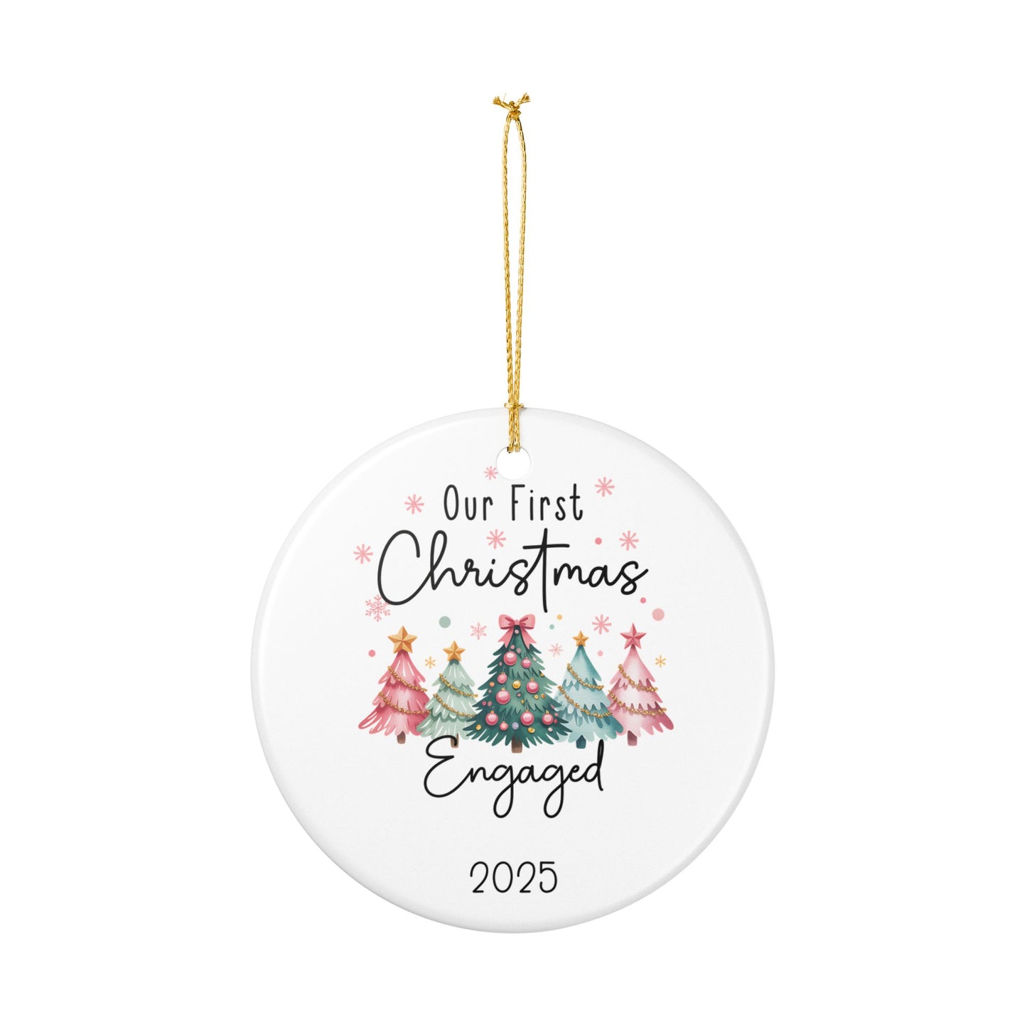 Our First Christmas Engaged Ornament 2025, Engagement Ornament with Year, Newly Engaged Couple Christmas Gift, Ceramic Wedding Keepsake