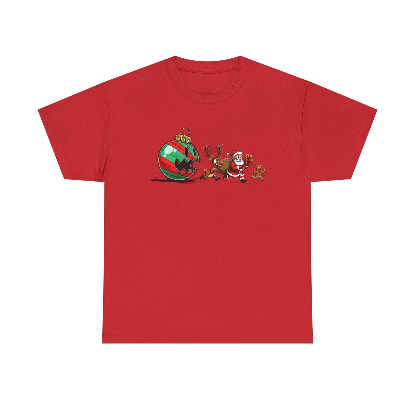 Funny Santa Running Christmas Shirt | Gingerbread Reindeer Ornament Tee | Cute Holiday Humor Shirt | Christmas Gift Idea