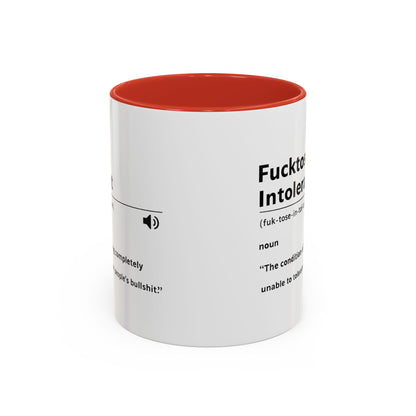 Fucktose Intolerant Definition Mug, Funny Accent Coffee Mug 11oz 15oz, Sarcastic Adult Humor Mug, Gag Gift for Friends