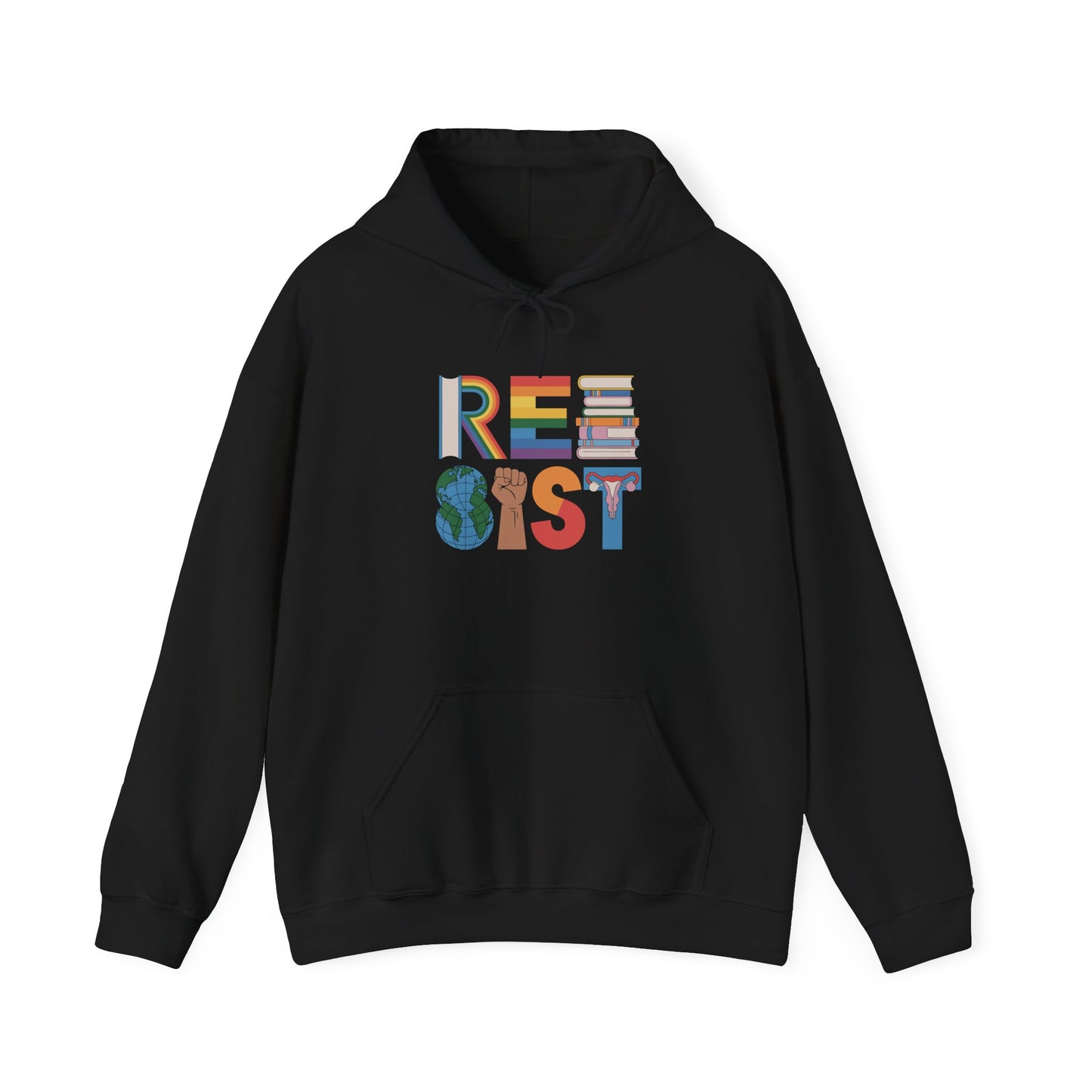 Resist Earth Globe Hoodie | RESIST Equality Hoodie | LGBTQ Pride Activism Hooded Sweatshirt | Feminist Hoodie | Social Empowerment Gift