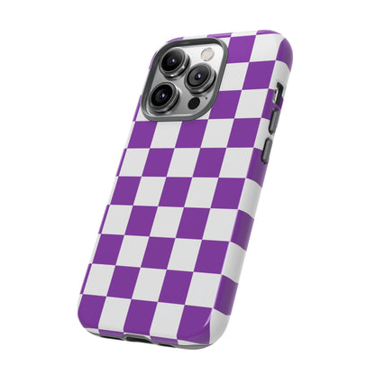 Purple Checkered Phone Case,  iPhone 17 Pro, 17, 16, 15, 14, 13, 12, 11, X, XR, XS MAX, Trendy Gift for Friends, Accessory for Occasions
