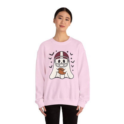Halloween Ghost Football Sweatshirt, Cozy Crewneck, Unisex Sweatshirt, Fall Apparel, Spooky Season Fashion, Ghost Design