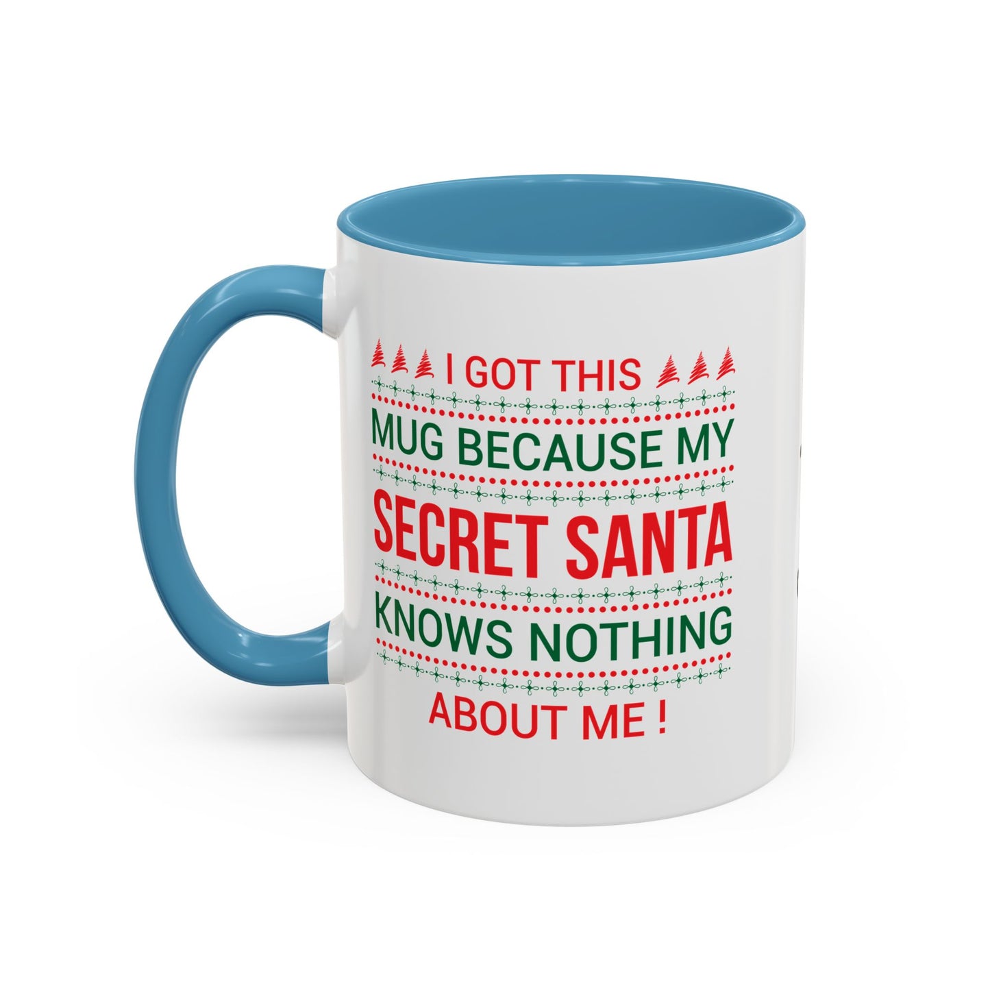Personalized Secret Santa Accent Coffee Mug, Holiday Gift, Funny Christmas Mug, Unique Office Secret Santa Gift, Custom Drinkware