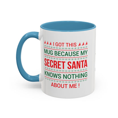 Personalized Secret Santa Accent Coffee Mug, Holiday Gift, Funny Christmas Mug, Unique Office Secret Santa Gift, Custom Drinkware