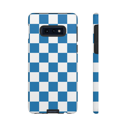 Blue Checkerboard Phone Case, Samsung Galaxy S25, S25 Plus, S24, S24 Plus, S24 Ultra, S23, S22, S22 Plus, S21 Ultra, S21 FE, S20+