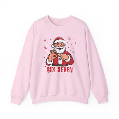 Six Seven Santa Funny Christmas Sweatshirt Cozy Holiday Crewneck for Men & Women | Santa Graphic Pullover | Warm Festive Gift for Friends