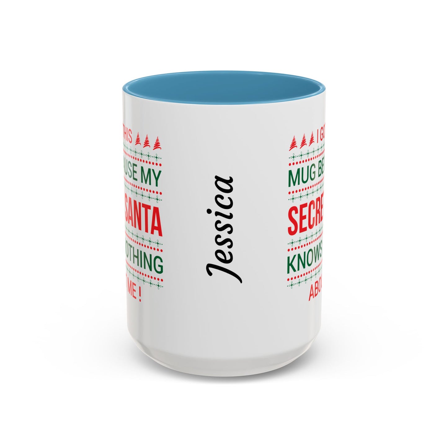 Personalized Secret Santa Accent Coffee Mug, Holiday Gift, Funny Christmas Mug, Unique Office Secret Santa Gift, Custom Drinkware