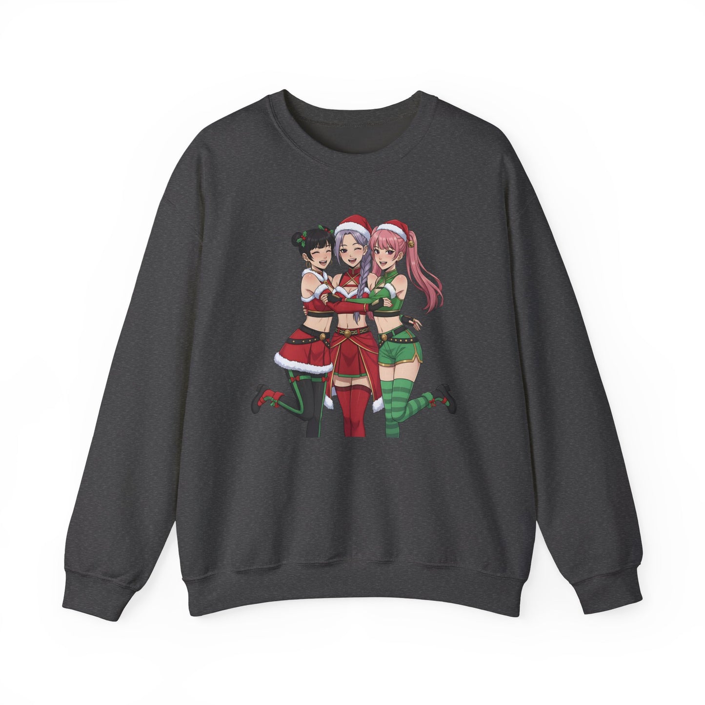Anime Christmas Sweatshirt, Kawaii Girls Holiday Crewneck, Cute Anime Xmas Sweater, Cozy Otaku Gift, Holiday Kawaii Trio Shirt