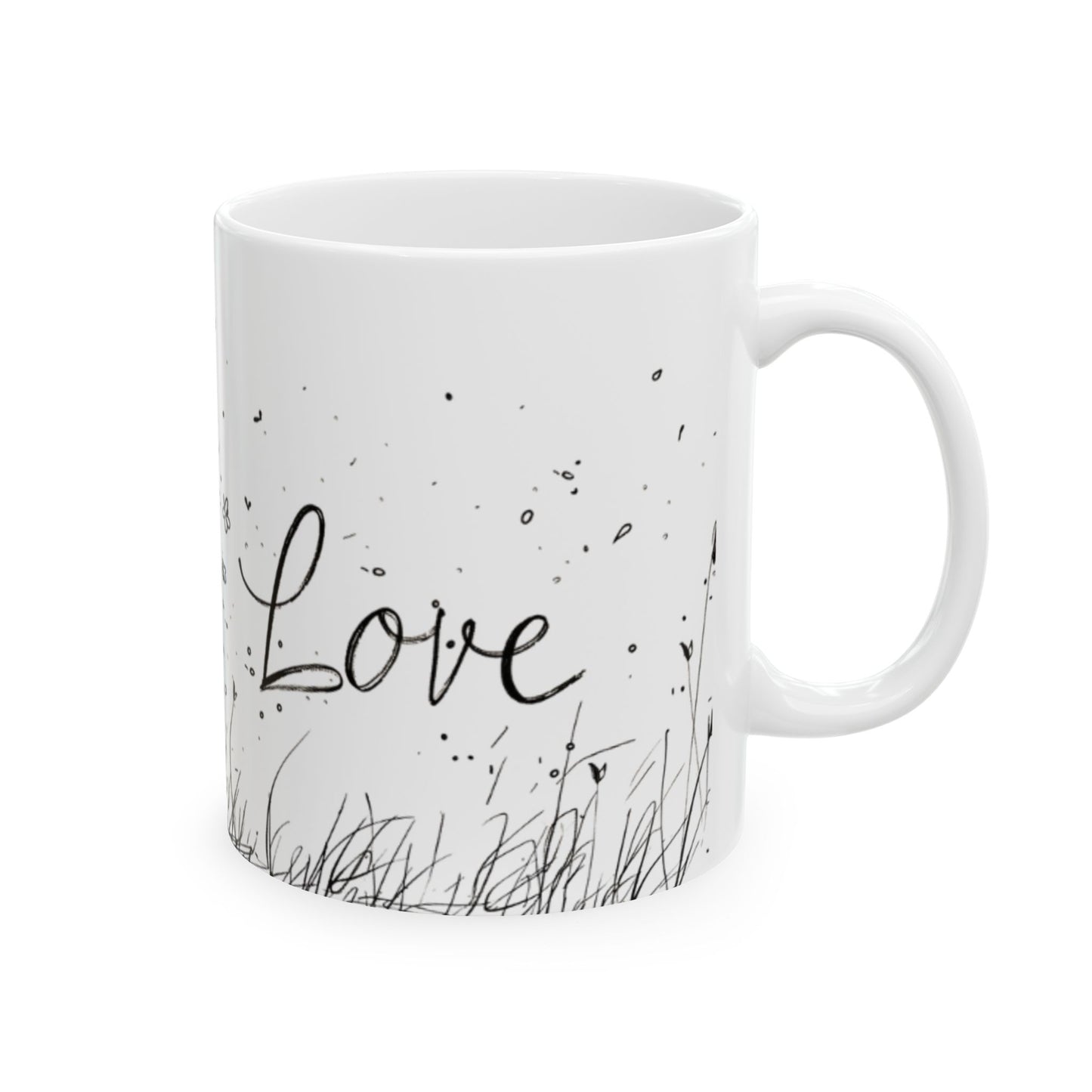 Whimsical Love Ceramic Mug, Cute Gift for Romance, Housewarming, Cozy Coffee Cups,, Perfect for Valentine's Day, Gift for her