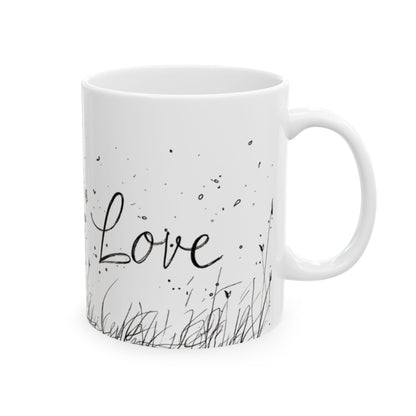 Whimsical Love Ceramic Mug, Cute Gift for Romance, Housewarming, Cozy Coffee Cups,, Perfect for Valentine's Day, Gift for her