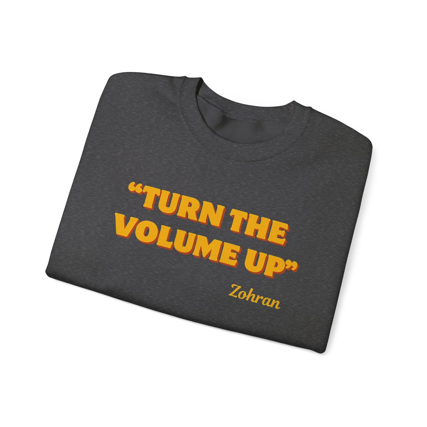 Turn the Volume Up Sweatshirt, Retro Music Quote Crewneck, Minimal Yellow Text Pullover, Cozy Gift for Musicians & Creatives