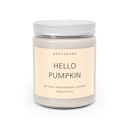 Hello Pumpkin Soy Candles - Fall Candles, Home Decor - Soy Candle with 50-60 Hours Burn Time - 9Oz  Amber Jar Candles
