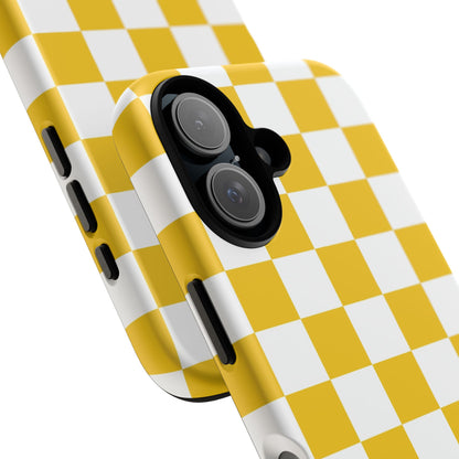 Yellow Checkered Phone Case - iPhone 17 Pro, 17, 16, 15, 14, 13, 12, 11, X, XR, XS MAX, Gift for Friends