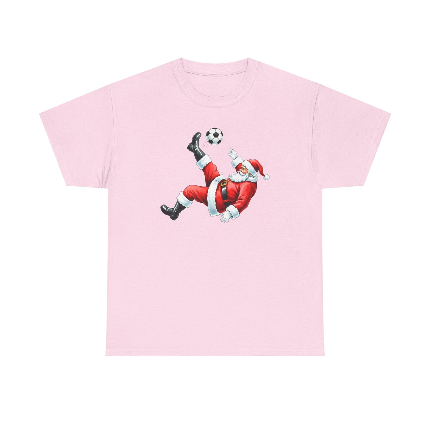 Santa Soccer Heavy Cotton Tee, Fun Holiday Shirt, Christmas Party, Gift for Him/Her, Festive Clothing, Casual Wear, Gift for her