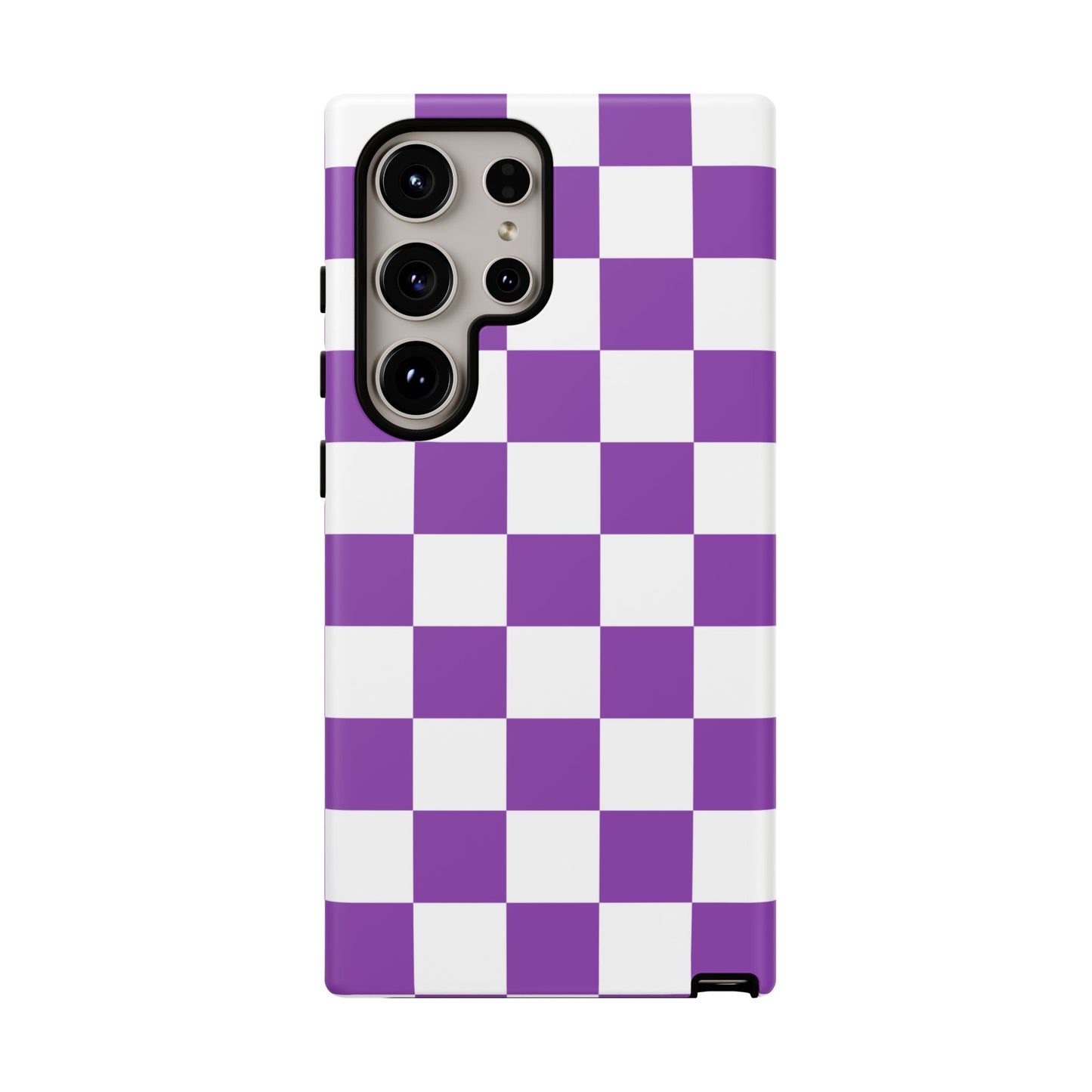 Purple Checkered Phone Case, Samsung Galaxy S25, S25 Plus, S24, S24 Plus, S24 Ultra, S23, S22, S22 Plus, S21 Ultra, S21 FE, S20+