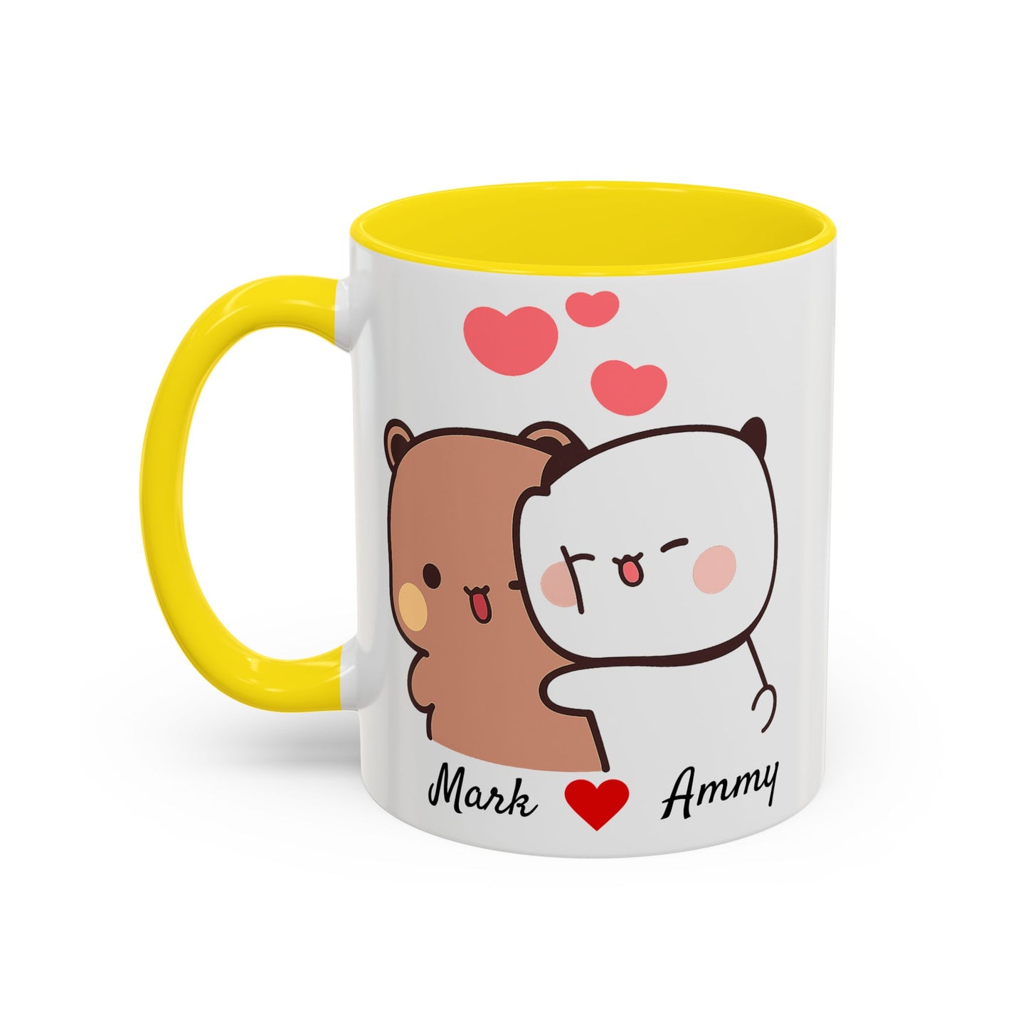 Personalized Dudu Bubu Mug | Cute Bear Coffee Cup | Color Handle Mug | Birthday Christmas Gift | Funny Mug for Her Him Valentine Gift