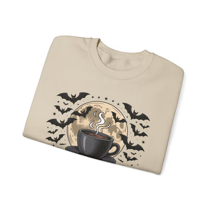 Spooky Coffee Lover's Crewneck Sweatshirt, Cozy Halloween Apparel Unisex Sweatshirt Nightmare Before Coffee Sweatshirt Perfect for Halloween