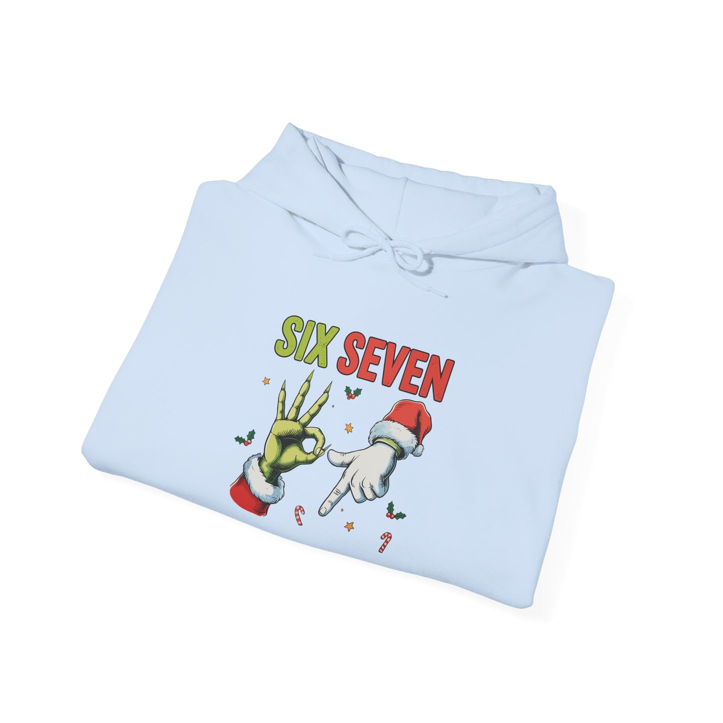 Funny Six Seven Christmas Hoodie | Santa Hands Holiday Pullover | Unisex Cozy Christmas Sweatshirt | Funny Holiday Gift for Men Women