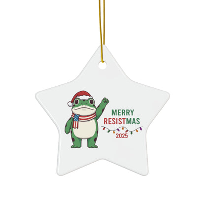 Merry Resistmas Freedom Frog Ornament 2025 – Double-Sided Political Humor Christmas Decor | Funny Activist Ornament | Freedom Frog Meme Gift