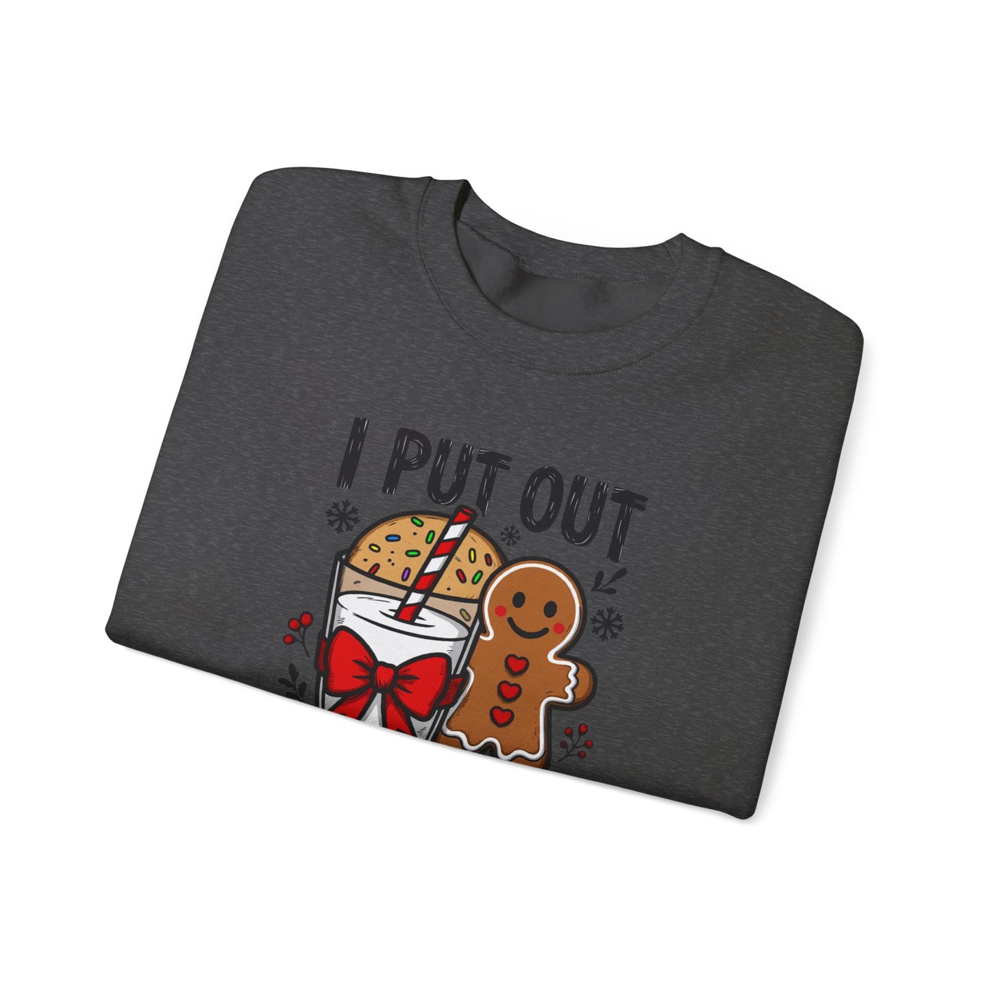 I Put Out For Santa Sweatshirt, Funny Christmas Crewneck, Cookies & Milk Holiday Sweater, Gingerbread Shirt, Xmas Party Sweatshirt