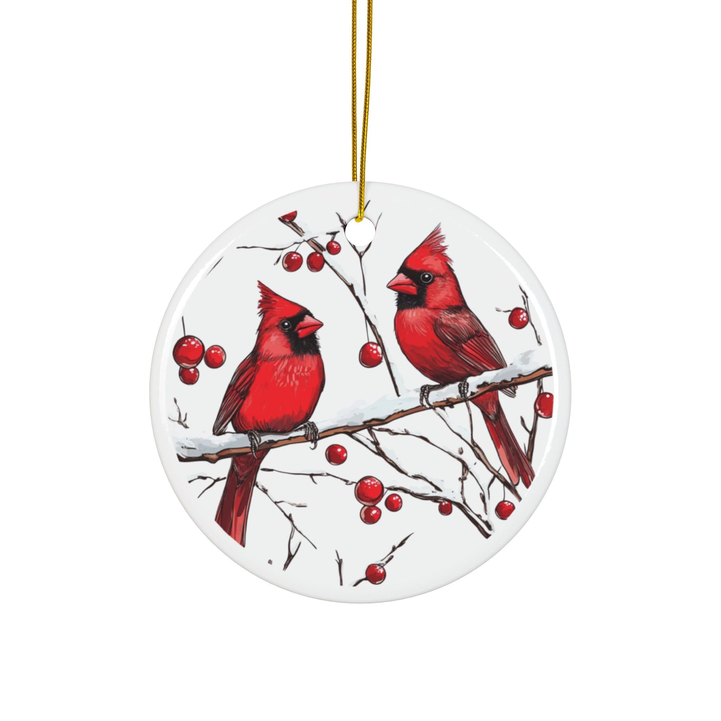 Cardinal Memorial Ornament, Red Cardinal Remembrance Ornament, Double-Sided Ceramic Ornament, Sympathy Gift, Loved One Christmas Keepsake