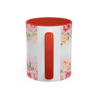 Personalized Floral Accent Coffee Mug, Custom Gift for Her, Birthday Mug, Floral Drinkware, Mother's Day Gift