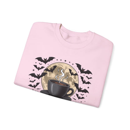 Spooky Coffee Lover's Crewneck Sweatshirt, Cozy Halloween Apparel Unisex Sweatshirt Nightmare Before Coffee Sweatshirt Perfect for Halloween