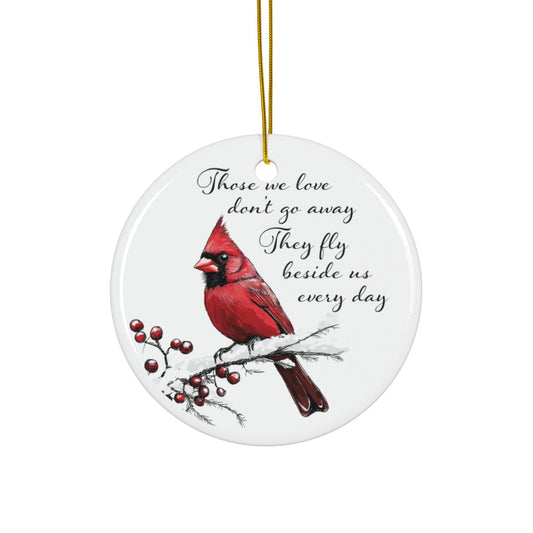 Cardinal Memorial Ornament, Red Cardinal Remembrance Ornament, Double-Sided Ceramic Ornament, Sympathy Gift, Loved One Christmas Keepsake