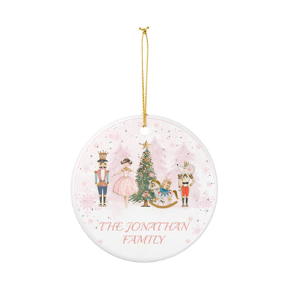 Pink Nutcracker Christmas Ornament | Pastel Ballet Family Decor | Ceramic Nutcracker Keepsake | Gift for Dancers & Ballerina Lovers