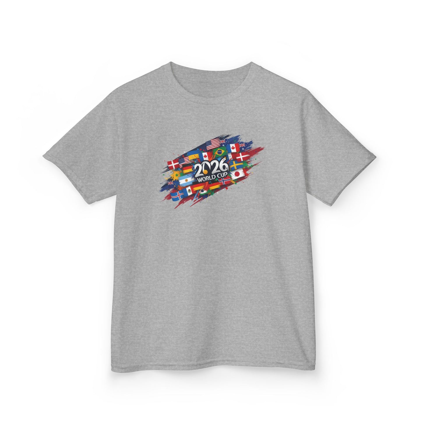 2026 World Flags Kids T-Shirt | Colorful International Flags Tee for Kids | Global Soccer Fan Shirt | Fun Cotton Youth Top