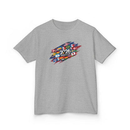 2026 World Flags Kids T-Shirt | Colorful International Flags Tee for Kids | Global Soccer Fan Shirt | Fun Cotton Youth Top