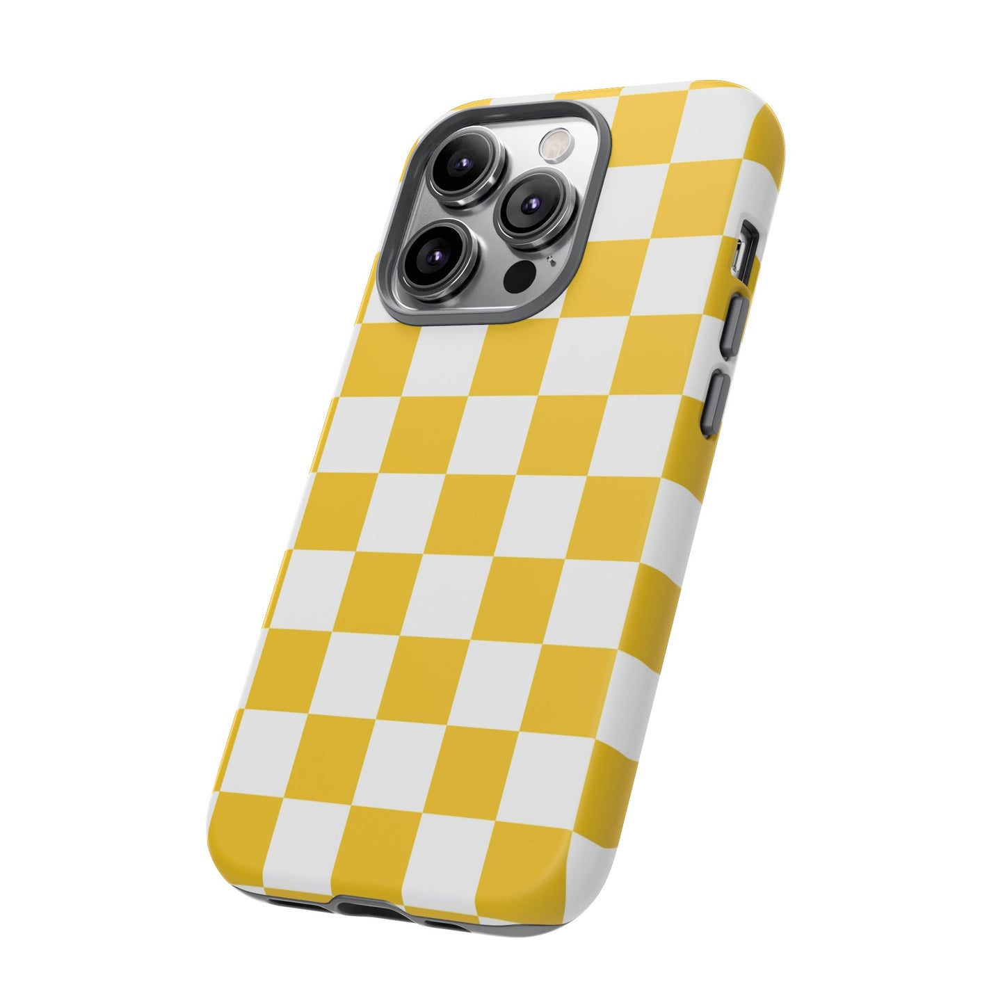 Yellow Checkered Phone Case - iPhone 17 Pro, 17, 16, 15, 14, 13, 12, 11, X, XR, XS MAX, Gift for Friends