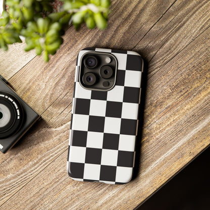 Black and White Checker iPhone Case, Stylish iPhone Cover for Teens, Holiday Gift, Unique Mobile Accessories, Tough Protection
