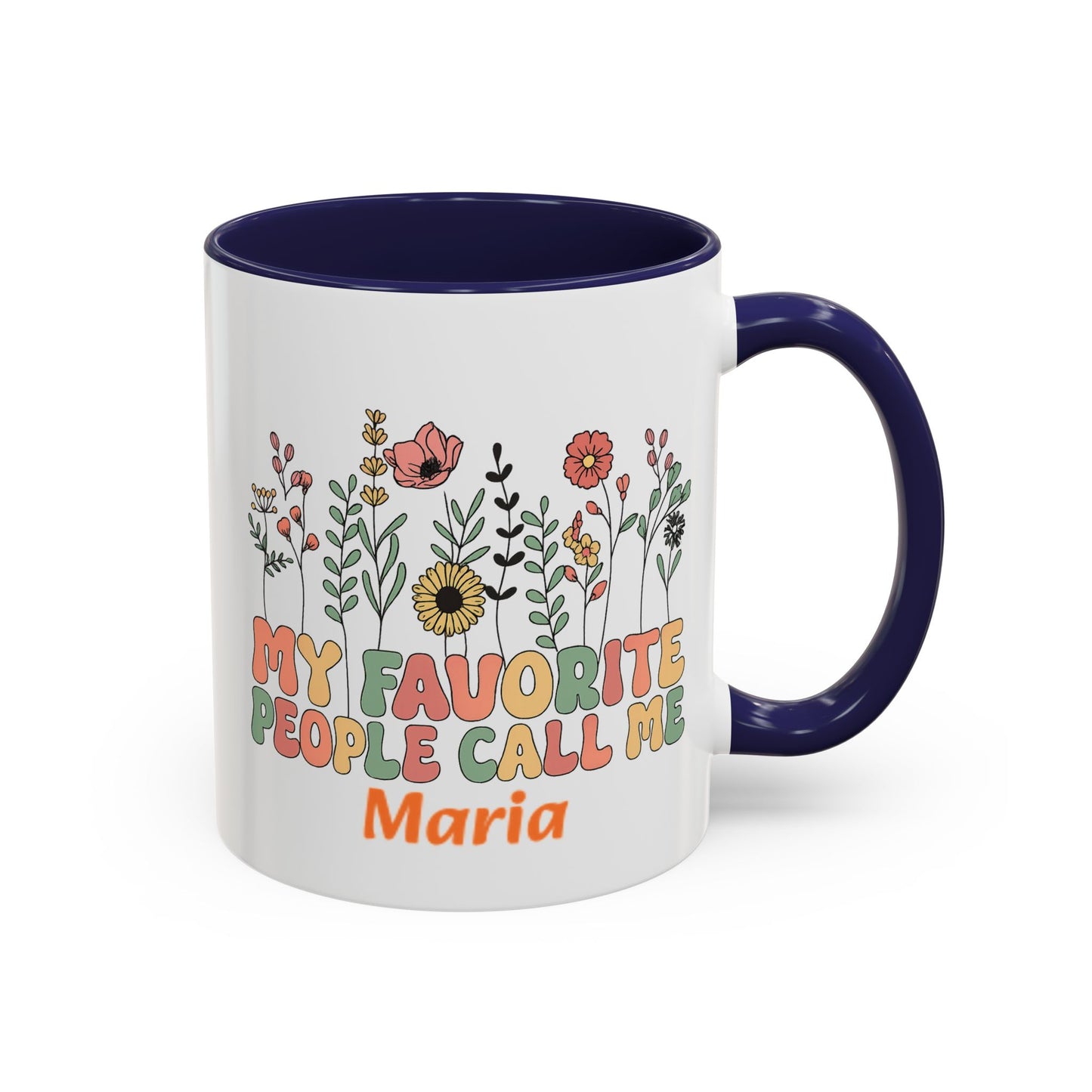 Personalized Floral Accent Mug, My Favorite People Call Me Coffee Cup, Perfect Gift for Friends, Family, Birthdays, Home Décor
