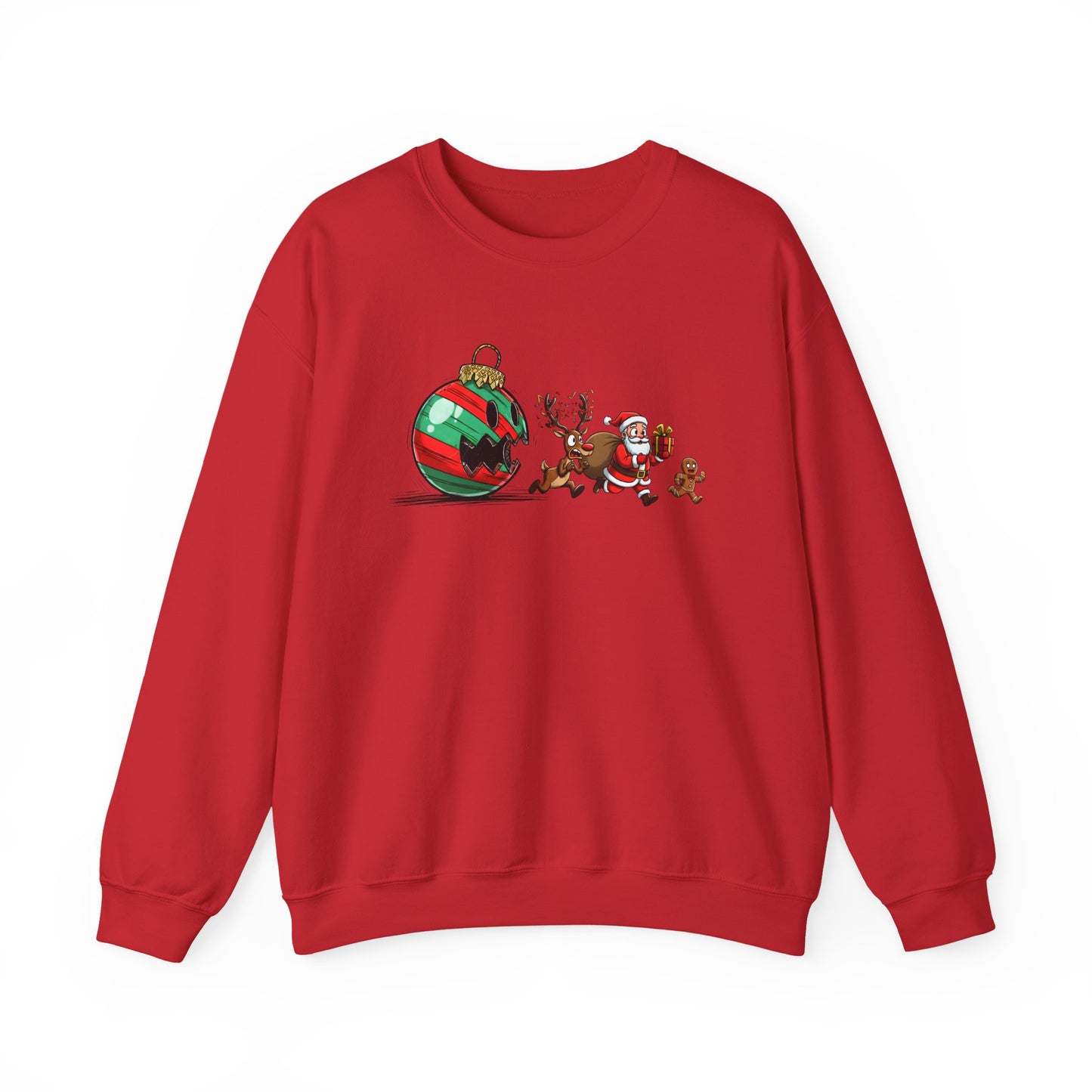Funny Santa Running Christmas Sweatshirt | Cute Holiday Crewneck | Santa Reindeer Gingerbread Sweater | Christmas Gift