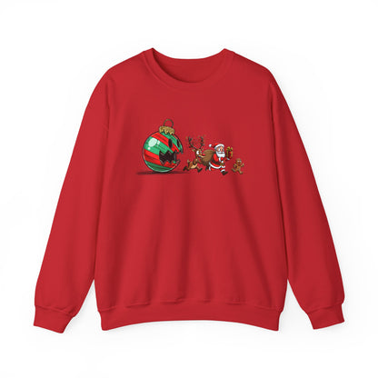 Funny Santa Running Christmas Sweatshirt | Cute Holiday Crewneck | Santa Reindeer Gingerbread Sweater | Christmas Gift