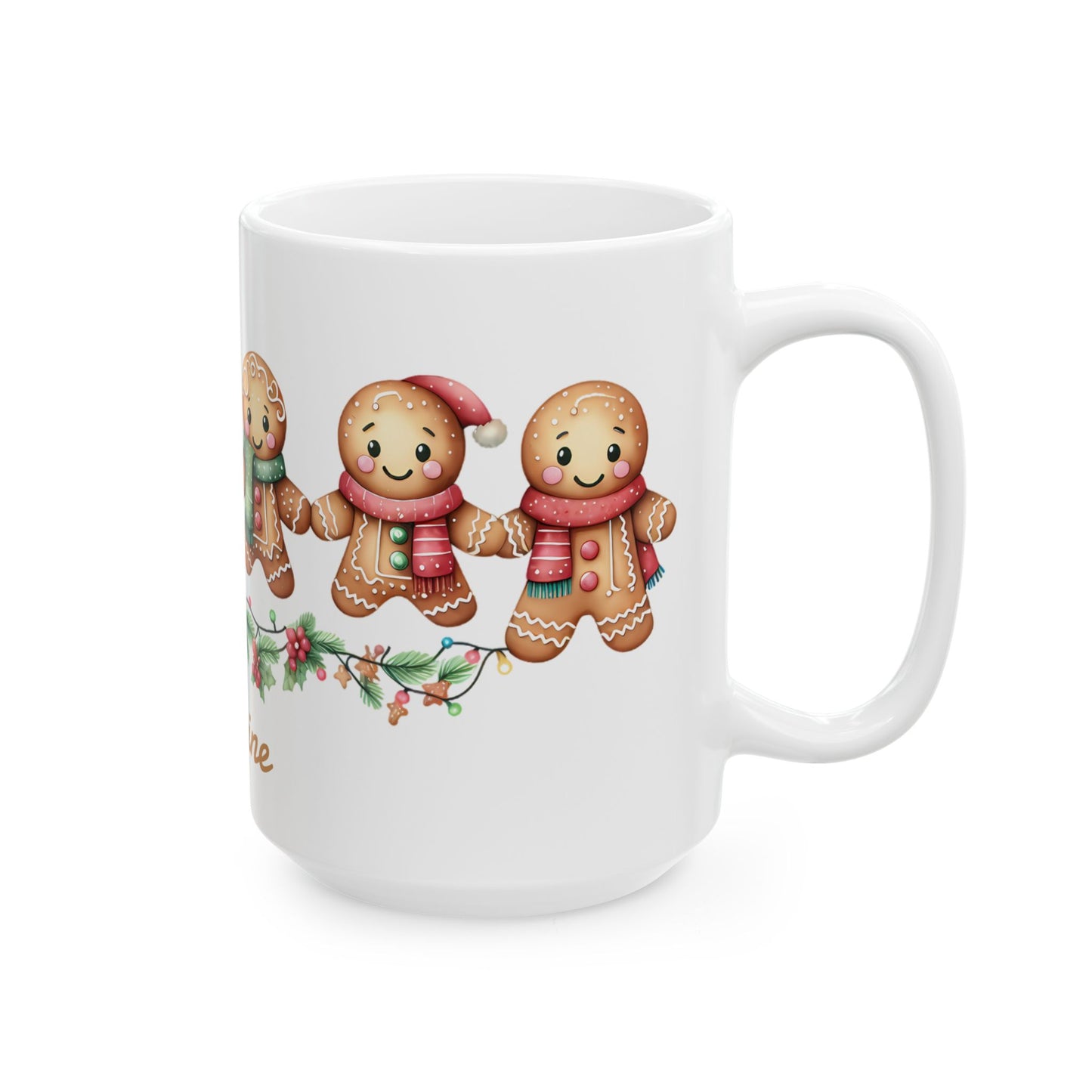 Personalized Gingerbread Ceramic Mug, Christmas Gift, Holiday Decor, Cozy Vibes, Family Present, Christmas Day gift, Gift for her