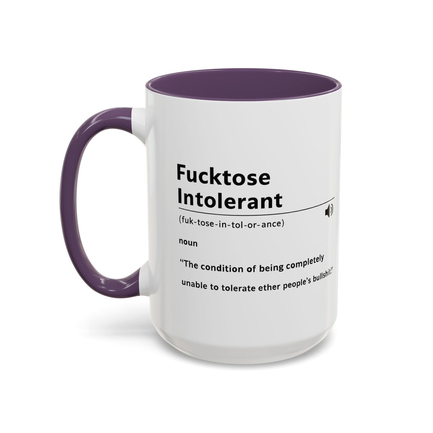 Fucktose Intolerant Definition Mug, Funny Accent Coffee Mug 11oz 15oz, Sarcastic Adult Humor Mug, Gag Gift for Friends