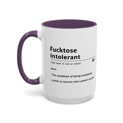 Fucktose Intolerant Definition Mug, Funny Accent Coffee Mug 11oz 15oz, Sarcastic Adult Humor Mug, Gag Gift for Friends