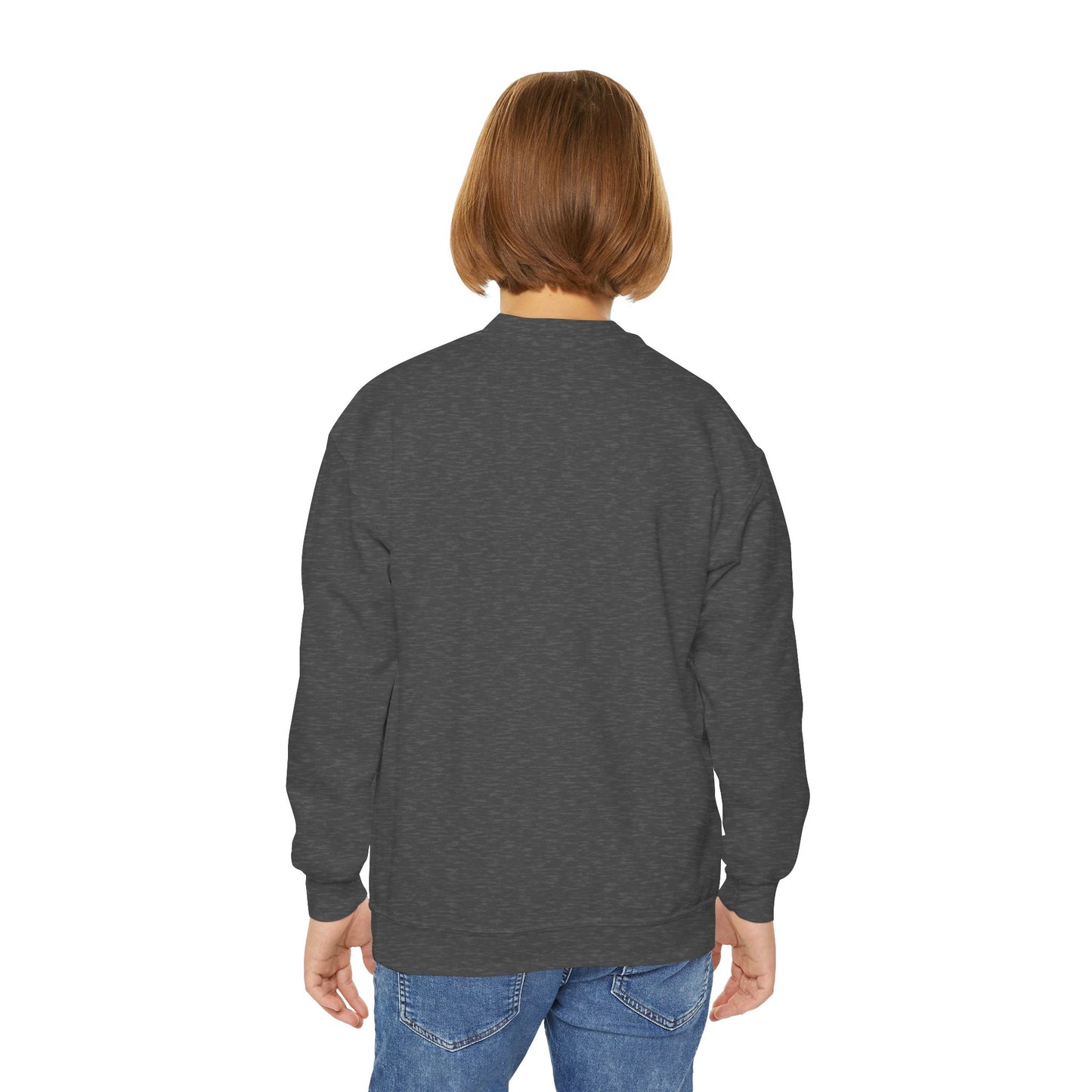 Festive Youth Crewneck Sweatshirt with Christmas Reindeer and Santa Hat, Holiday Gift for Kids, Winter Wear, Cozy Sweater, Christmas Apparel