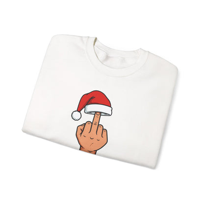 Funny Christmas Sweatshirt, Santa Hat Middle Finger Shirt, Merry Christmas Crewneck, Offensive Holiday Sweater, Funny Xmas Gift