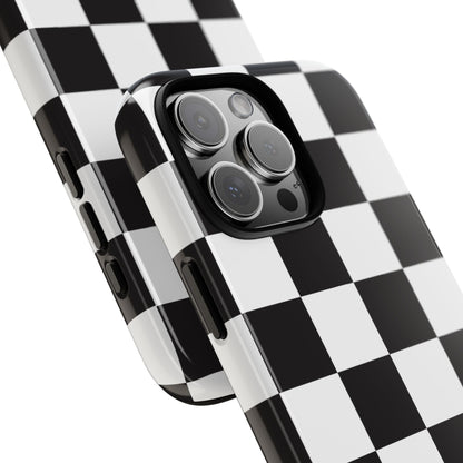Black and White Checker iPhone Case, Stylish iPhone Cover for Teens, Holiday Gift, Unique Mobile Accessories, Tough Protection