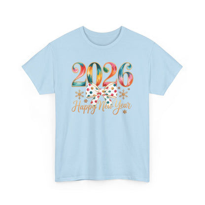 2026 Happy New Year Shirt, Colorful Bow New Year Tee, New Year Outfit, Cute NYE Party T-Shirt, 2026 Celebration Graphic Tee, New Year Gift