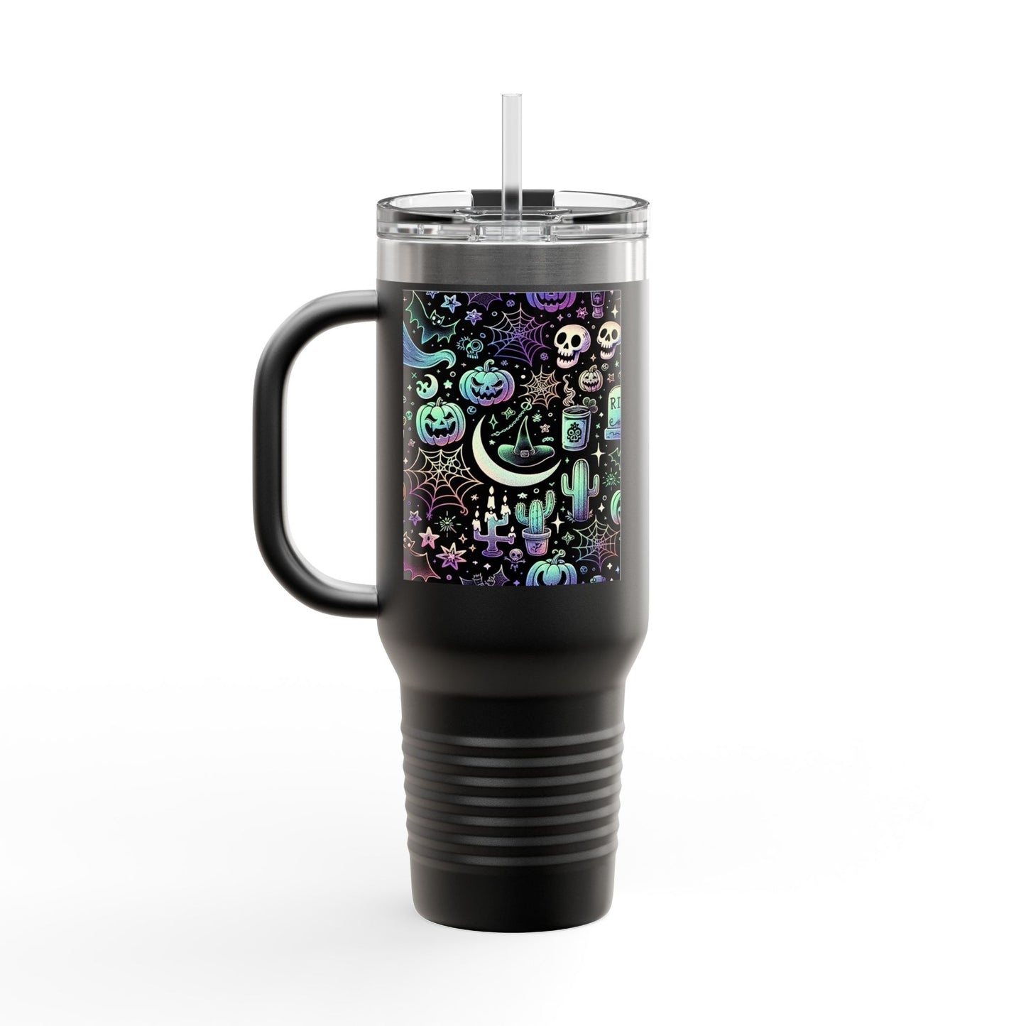 Halloween Mug, 40oz Halloween Spooky Engraved Tumbler | Ghost Ghouls Bats Tumbler | Engraved Bat Skeleton Tumbler | Ghost Ghouls Tumbler