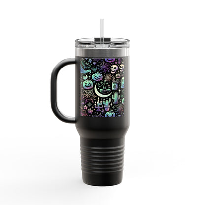 Halloween Mug, 40oz Halloween Spooky Engraved Tumbler | Ghost Ghouls Bats Tumbler | Engraved Bat Skeleton Tumbler | Ghost Ghouls Tumbler
