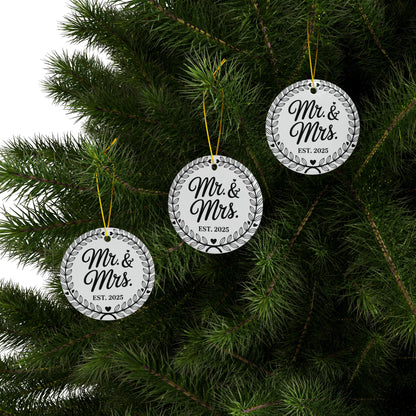 Mr and Mrs Ceramic Ornaments, Wedding & Anniversary Decor, Customizable Gifts, Holiday Keepsakes, Engagement Day