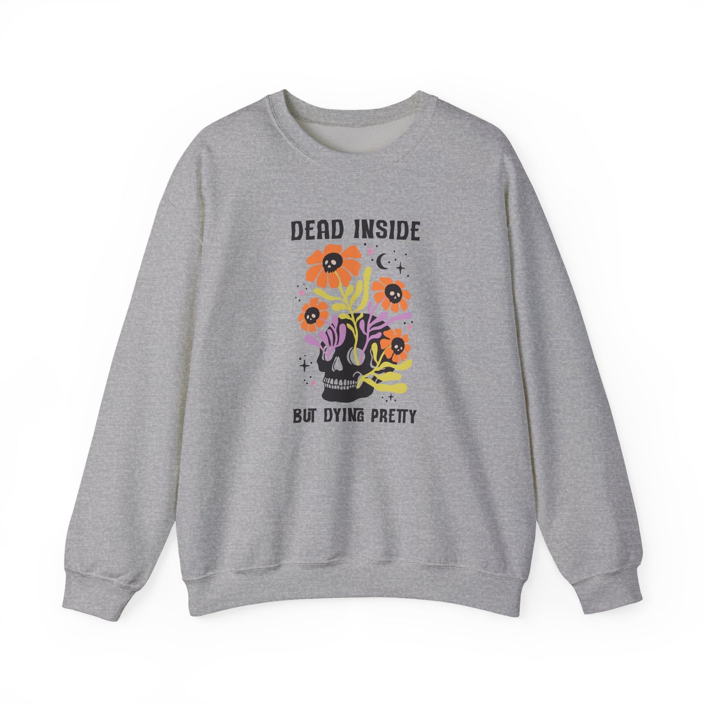 Whimsical Skull Sweatshirt, Cozy Gothic Sweatshirt, Funny Graphic Crewneck, Edgy Gift for Her, Casual Fall Fashion