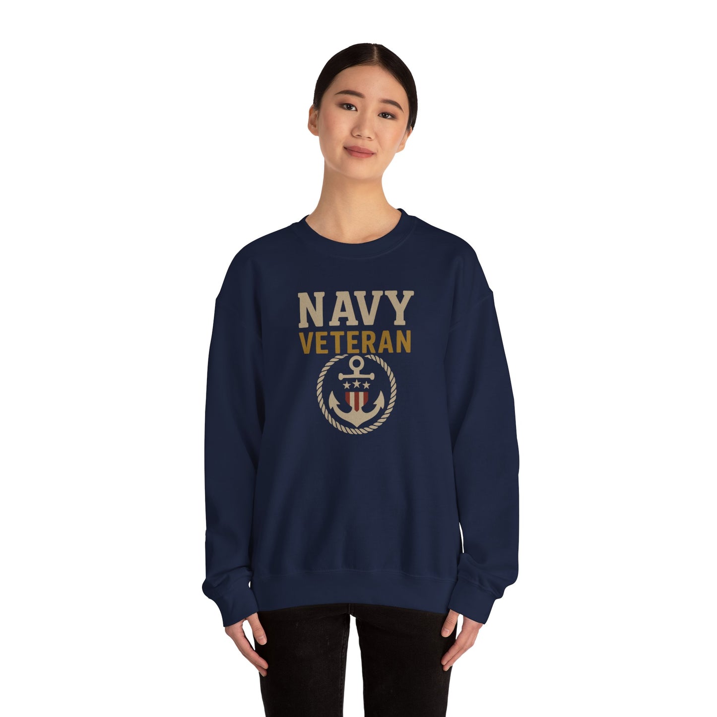 Navy Veteran Sweatshirt | Patriotic Military Pullover with Anchor | US Navy Gift for Men & Women | Veteran Pride Sweater