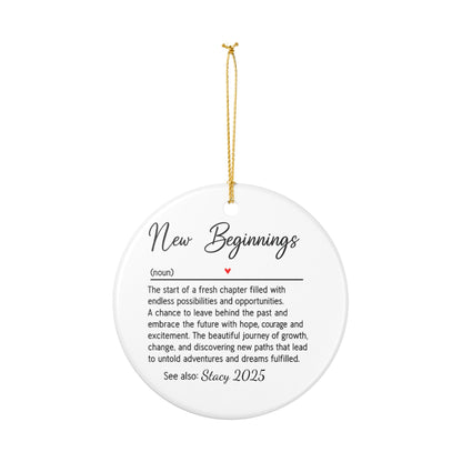 New Beginnings 2025 Ornament – New Home Gift, New Life Keepsake, Fresh Start Christmas Ornament | New Job, New Couple, New Year Gift