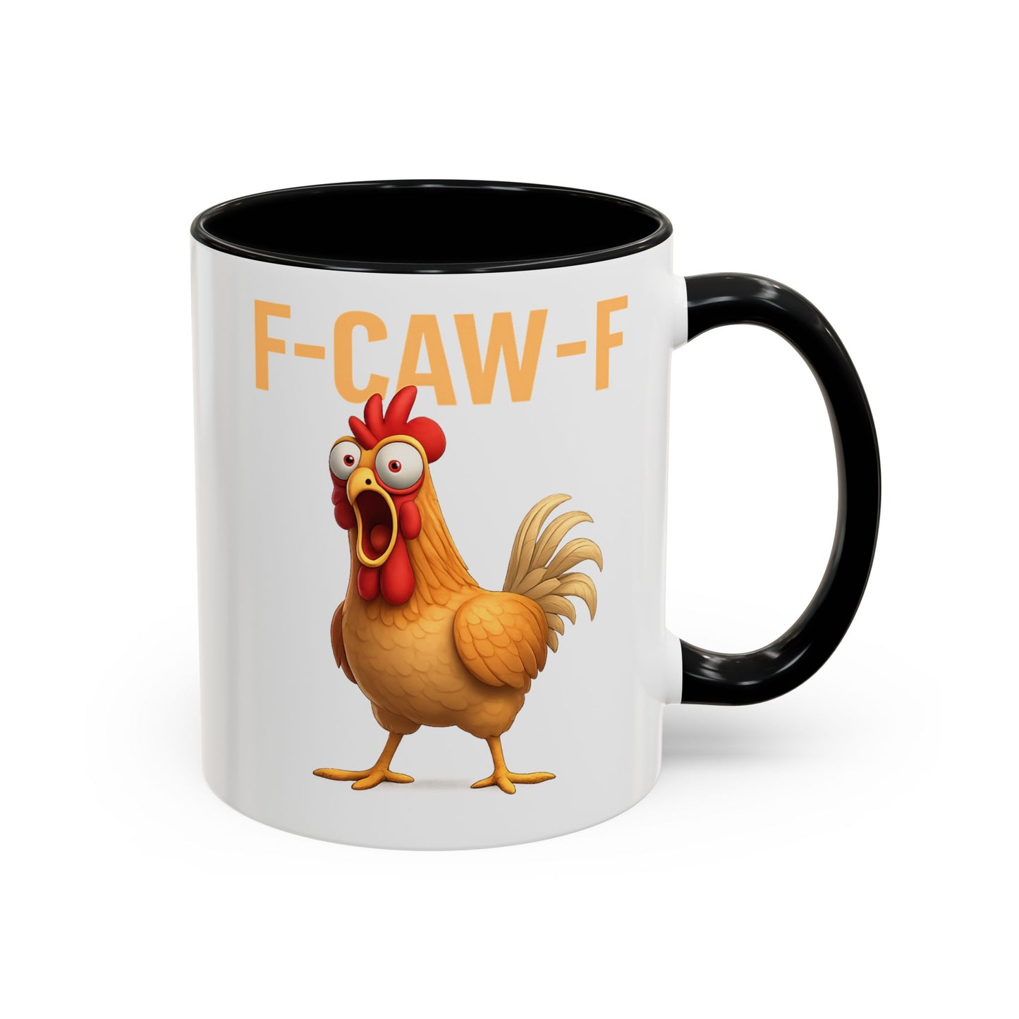 Funny Rooster Mug F-CAW-F Chicken Coffee Mug, Adult Humor Farm Animal Cup, Chicken Meme Mug, Gag Gift 11oz 15oz